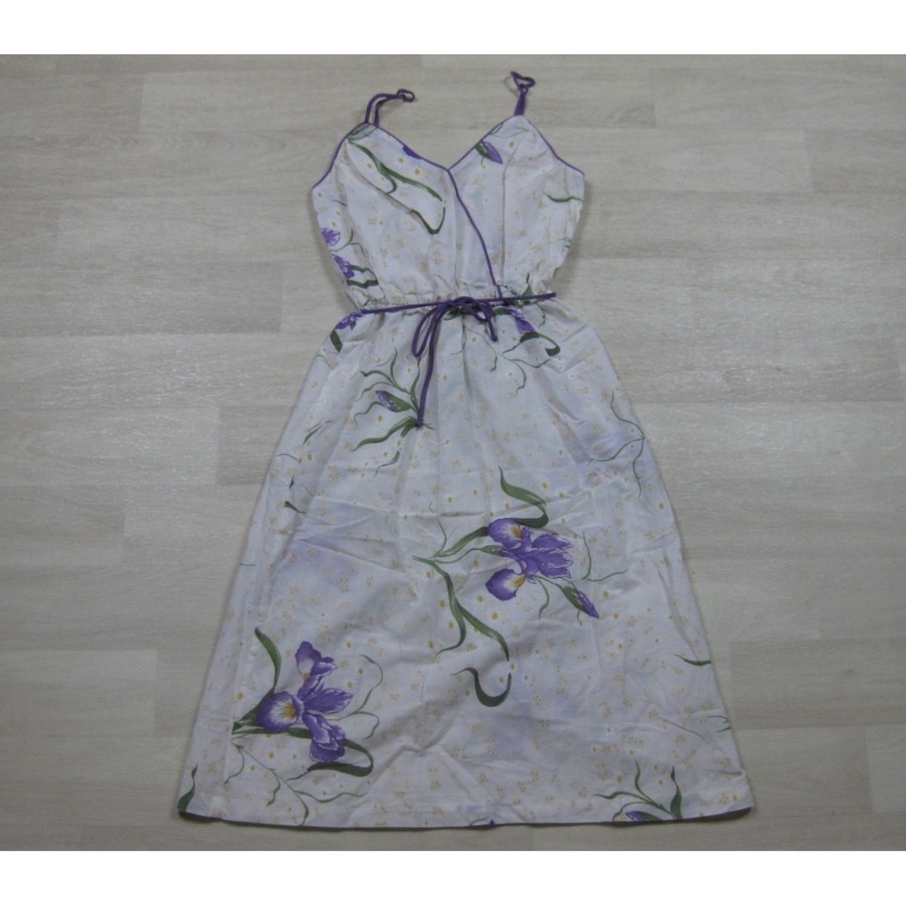 Vintage 70s Paper Moon by Yvette Midi Dress (9) Floral Eyelet Cottagecore Maiden